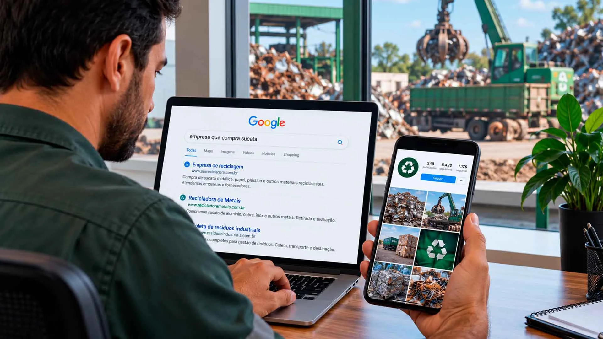 Google ou Instagram para empresas de reciclagem