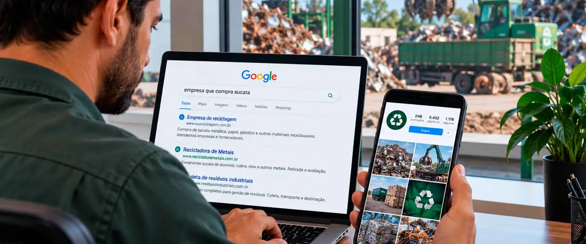 Google ou Instagram para empresas de reciclagem